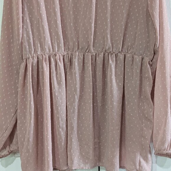 Torrid Women's Sheer Dusty Pink Tunic, Size 2, Peplum Style, Vneck, Long Sleeve - Picture 13 of 16